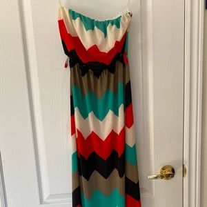 Colorful pattern summer maxi dress